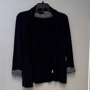 Gibson Black and White Striped Top